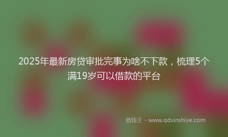 2025年最新房贷审批完事为啥不下款，梳理5个满19岁可以借款的平台