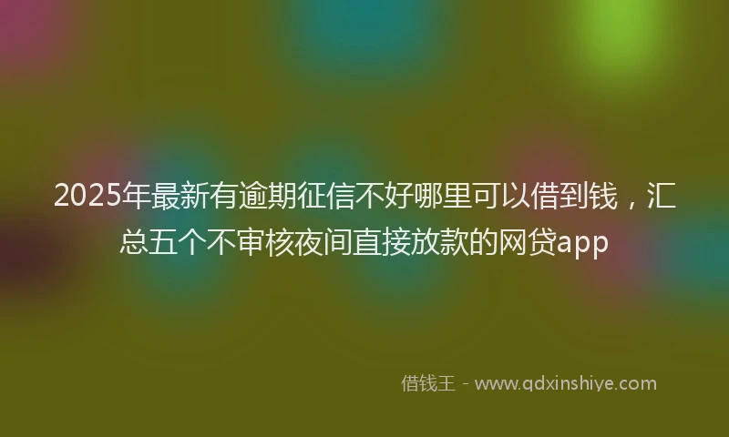 2025年最新有逾期征信不好哪里可以借到钱,汇总五个不审核夜间直接放款的网贷app