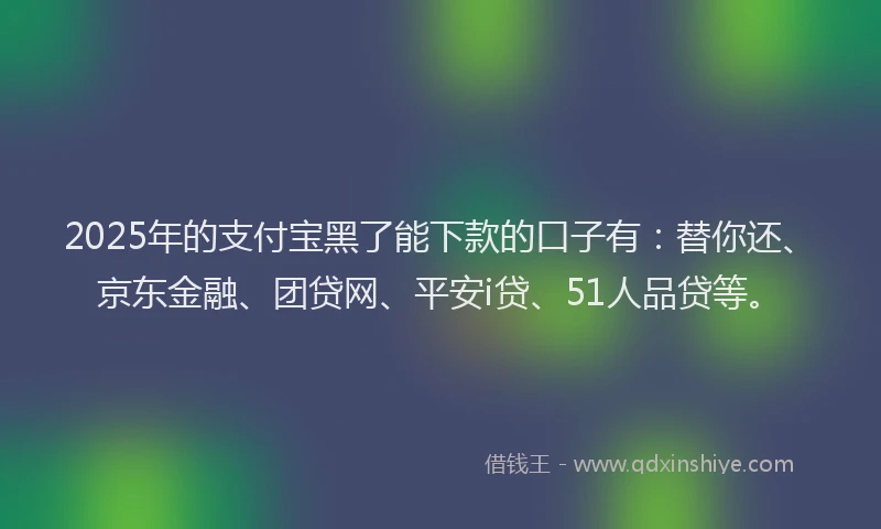 2025年的支付宝黑了能下款的口子有：替你还、京东金融、团贷网、平安i贷、51人品贷等。