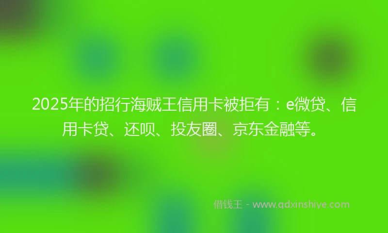2025年的招行海贼王信用卡被拒有：e微贷、信用卡贷、还呗、投友圈、京东金融等。