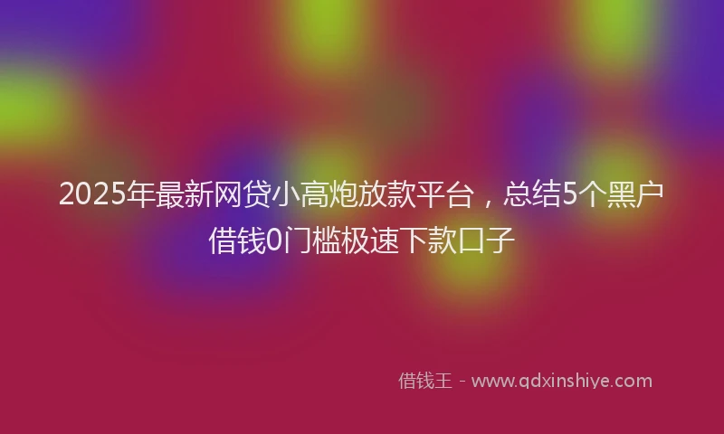 2025年最新网贷小高炮放款平台，总结5个黑户借钱0门槛极速下款口子
