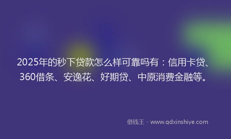2025年的秒下贷款怎么样可靠吗有：信用卡贷、360借条、安逸花、好期贷、中原消费金融等。