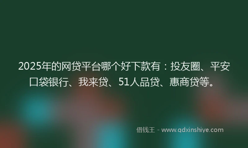 2025年的网贷平台哪个好下款有：投友圈、平安口袋银行、我来贷、51人品贷、惠商贷等。