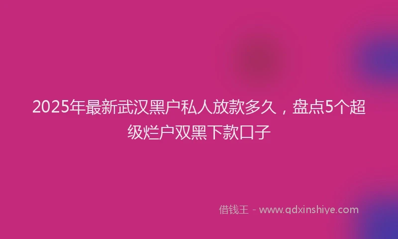 2025年最新武汉黑户私人放款多久，盘点5个超级烂户双黑下款口子