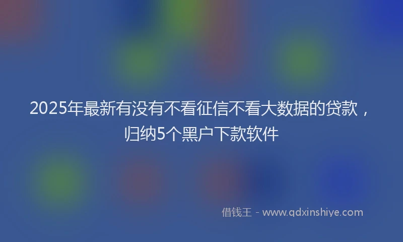 2025年最新有没有不看征信不看大数据的贷款，归纳5个黑户下款软件