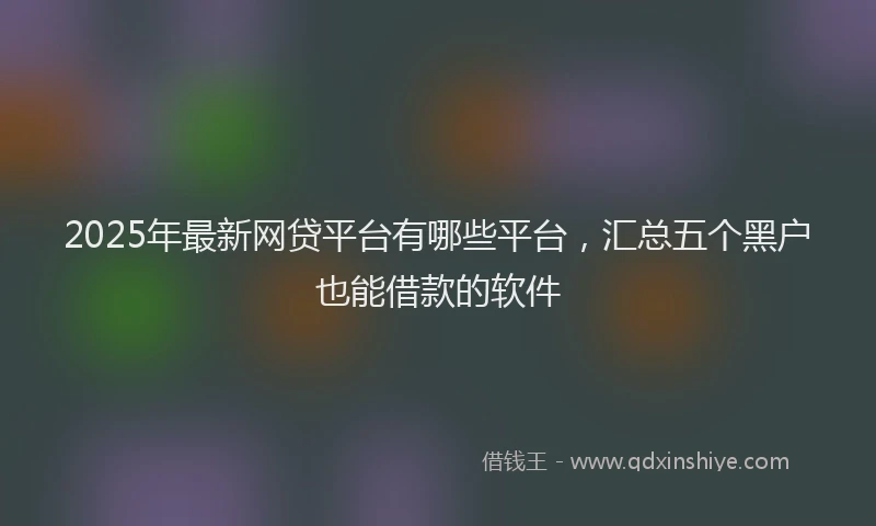 2025年最新网贷平台有哪些平台，汇总五个黑户也能借款的软件
