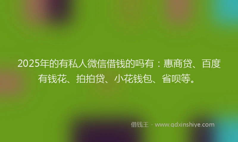 2025年的有私人微信借钱的吗有：惠商贷、百度有钱花、拍拍贷、小花钱包、省呗等。