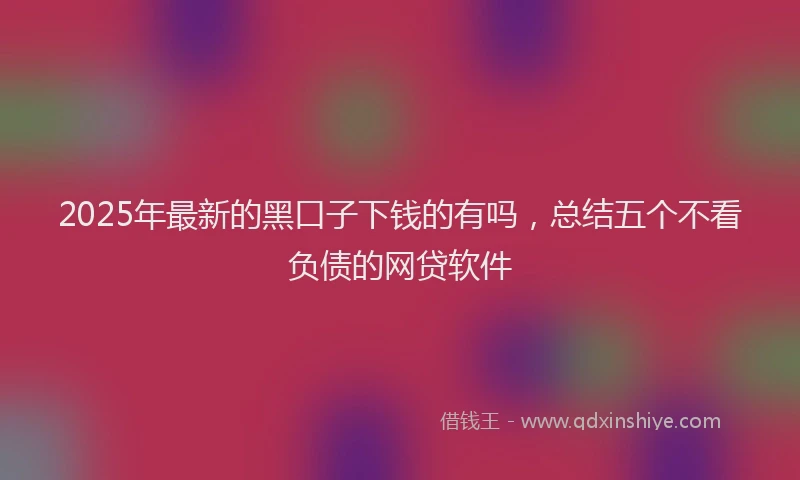 2025年最新的黑口子下钱的有吗，总结五个不看负债的网贷软件