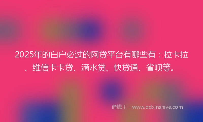 2025年的白户必过的网贷平台有哪些有：拉卡拉、维信卡卡贷、滴水贷、快贷通、省呗等。
