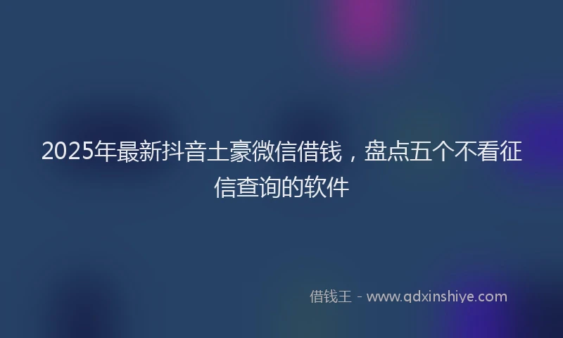2025年最新抖音土豪微信借钱，盘点五个不看征信查询的软件