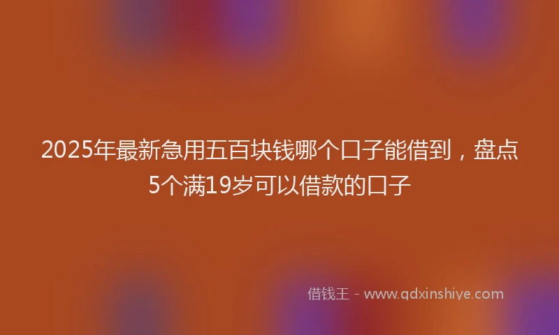 2025年最新急用五百块钱哪个口子能借到，盘点5个满19岁可以借款的口子