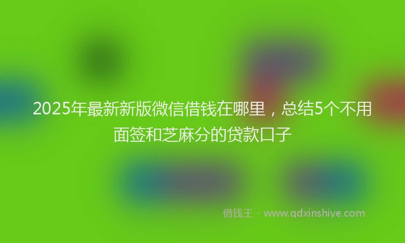 2025年最新新版微信借钱在哪里，总结5个不用面签和芝麻分的贷款口子