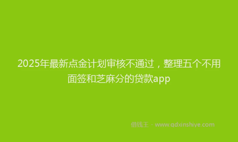 2025年最新点金计划审核不通过，整理五个不用面签和芝麻分的贷款app