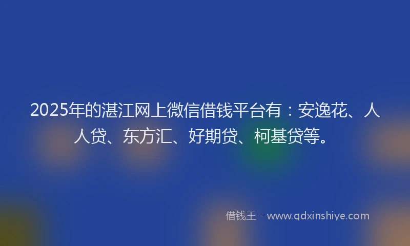 2025年的湛江网上微信借钱平台有：安逸花、人人贷、东方汇、好期贷、柯基贷等。