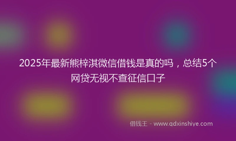 2025年最新熊梓淇微信借钱是真的吗，总结5个网贷无视不查征信口子