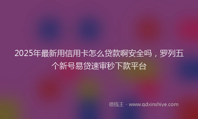 2025年最新用信用卡怎么贷款啊安全吗，罗列五个新号易贷速审秒下款平台