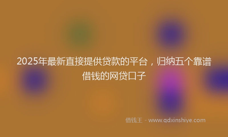 2025年最新直接提供贷款的平台，归纳五个靠谱借钱的网贷口子