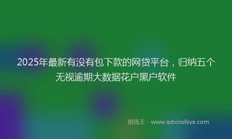 2025年最新有没有包下款的网贷平台，归纳五个无视逾期大数据花户黑户软件