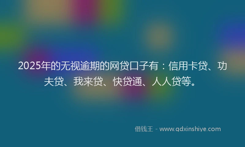 2025年的无视逾期的网贷口子有：信用卡贷、功夫贷、我来贷、快贷通、人人贷等。