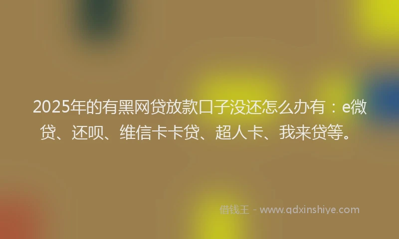 2025年的有黑网贷放款口子没还怎么办有：e微贷、还呗、维信卡卡贷、超人卡、我来贷等。