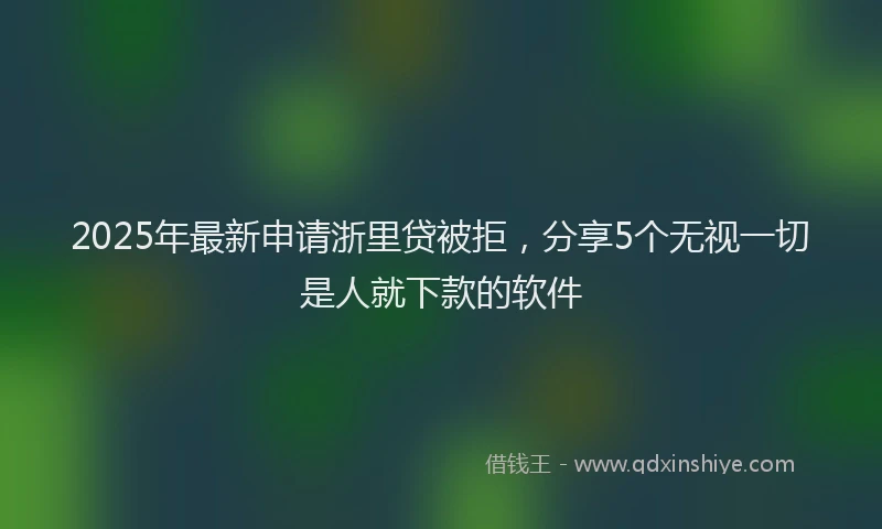 2025年最新申请浙里贷被拒，分享5个无视一切是人就下款的软件