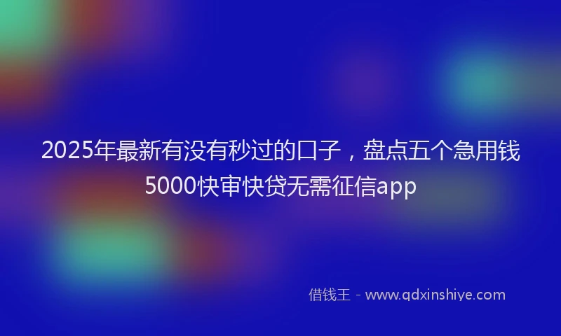 2025年最新有没有秒过的口子，盘点五个急用钱5000快审快贷无需征信app