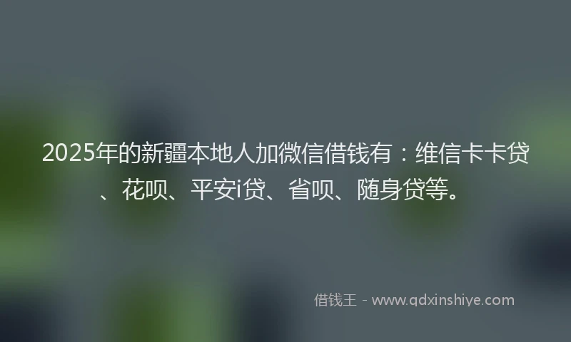 2025年的新疆本地人加微信借钱有：维信卡卡贷、花呗、平安i贷、省呗、随身贷等。