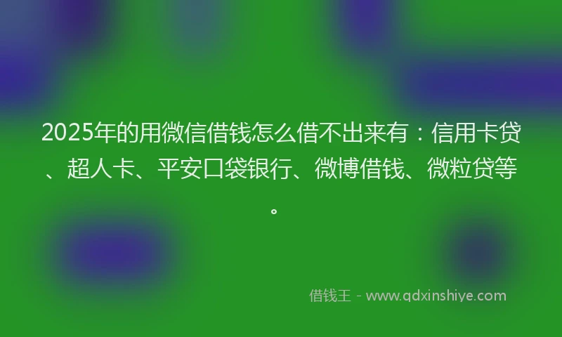 2025年的用微信借钱怎么借不出来有：信用卡贷、超人卡、平安口袋银行、微博借钱、微粒贷等。