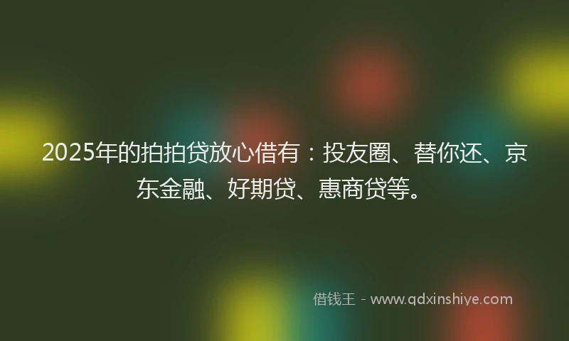 2025年的拍拍贷放心借有：投友圈、替你还、京东金融、好期贷、惠商贷等。