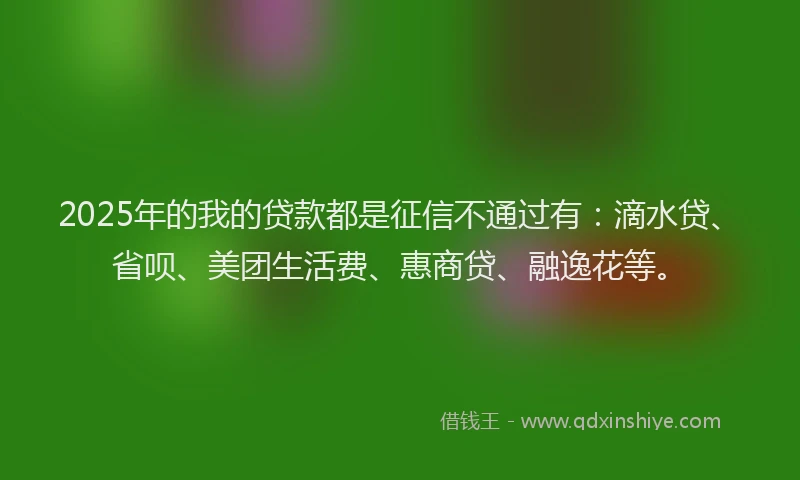 2025年的我的贷款都是征信不通过有：滴水贷、省呗、美团生活费、惠商贷、融逸花等。