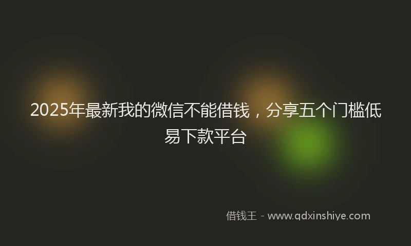 2025年最新我的微信不能借钱，分享五个门槛低易下款平台