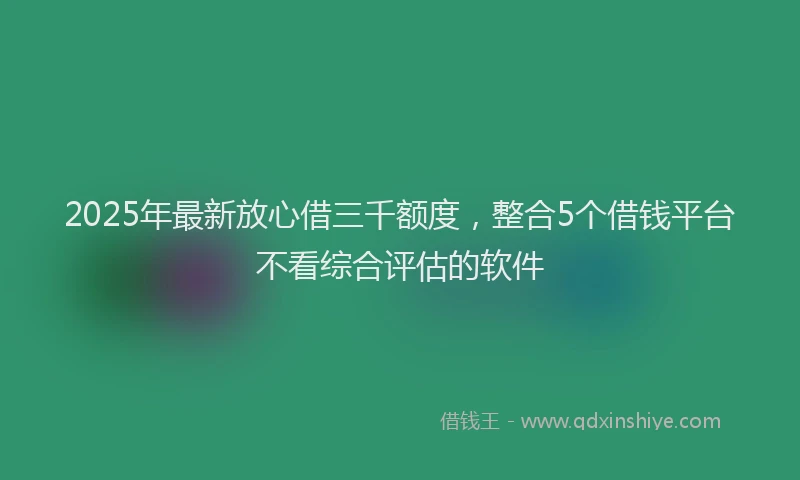 2025年最新放心借三千额度，整合5个借钱平台不看综合评估的软件
