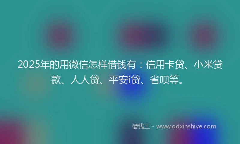 2025年的用微信怎样借钱有：信用卡贷、小米贷款、人人贷、平安i贷、省呗等。