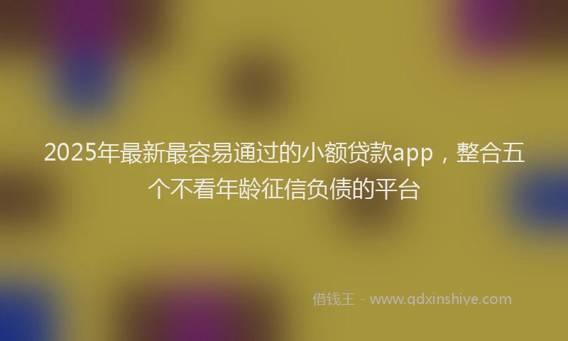 2025年最新最容易通过的小额贷款app，整合五个不看年龄征信负债的平台