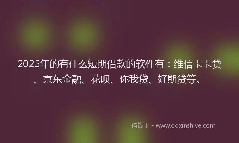 2025年的有什么短期借款的软件有：维信卡卡贷、京东金融、花呗、你我贷、好期贷等。