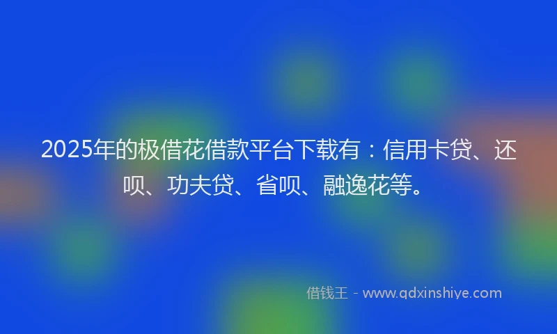 2025年的极借花借款平台下载有：信用卡贷、还呗、功夫贷、省呗、融逸花等。