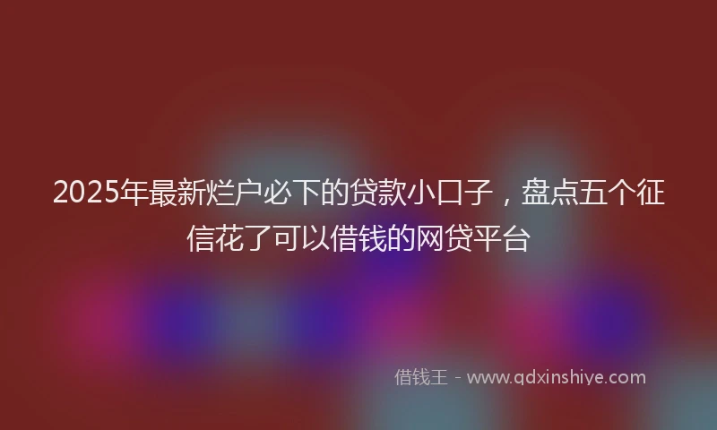 2025年最新烂户必下的贷款小口子，盘点五个征信花了可以借钱的网贷平台
