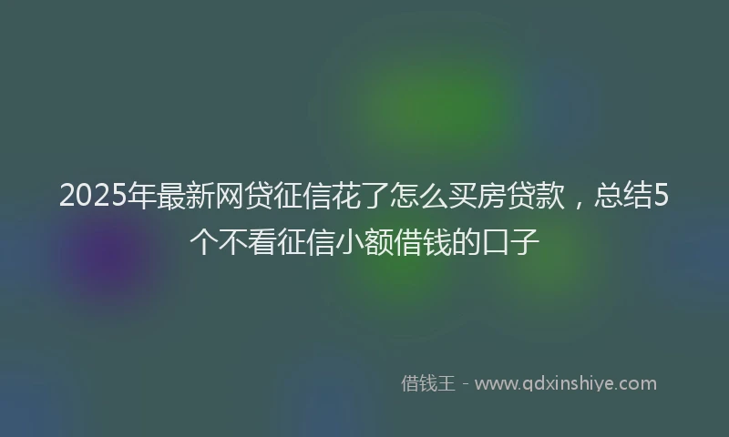 2025年最新网贷征信花了怎么买房贷款，总结5个不看征信小额借钱的口子