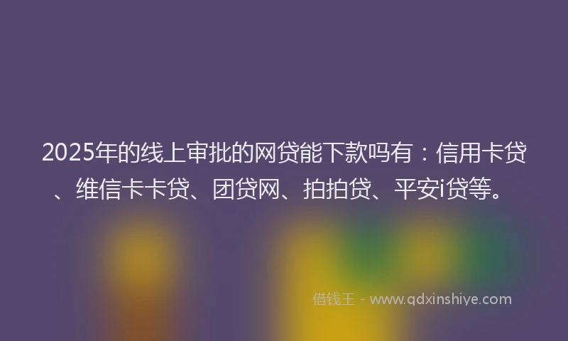2025年的线上审批的网贷能下款吗有：信用卡贷、维信卡卡贷、团贷网、拍拍贷、平安i贷等。