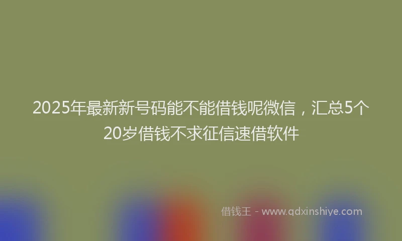 2025年最新新号码能不能借钱呢微信，汇总5个20岁借钱不求征信速借软件