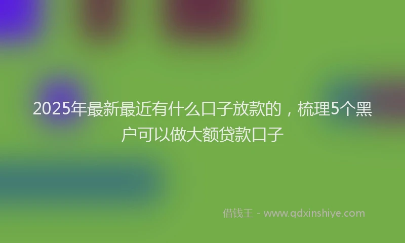2025年最新最近有什么口子放款的，梳理5个黑户可以做大额贷款口子