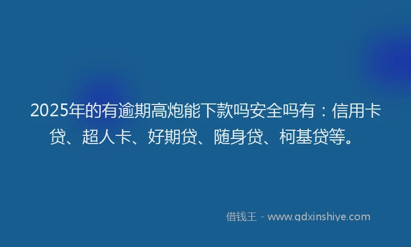 2025年的有逾期高炮能下款吗安全吗有：信用卡贷、超人卡、好期贷、随身贷、柯基贷等。