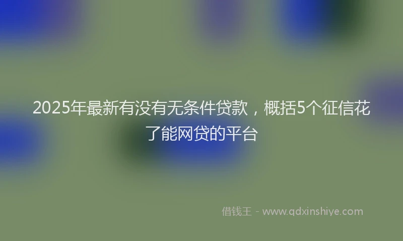 2025年最新有没有无条件贷款，概括5个征信花了能网贷的平台