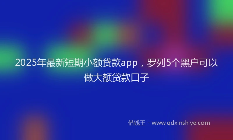 2025年最新短期小额贷款app,罗列5个黑户可以做大额贷款口子