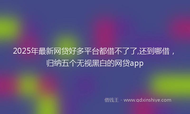 2025年最新网贷好多平台都借不了了,还到哪借，归纳五个无视黑白的网贷app