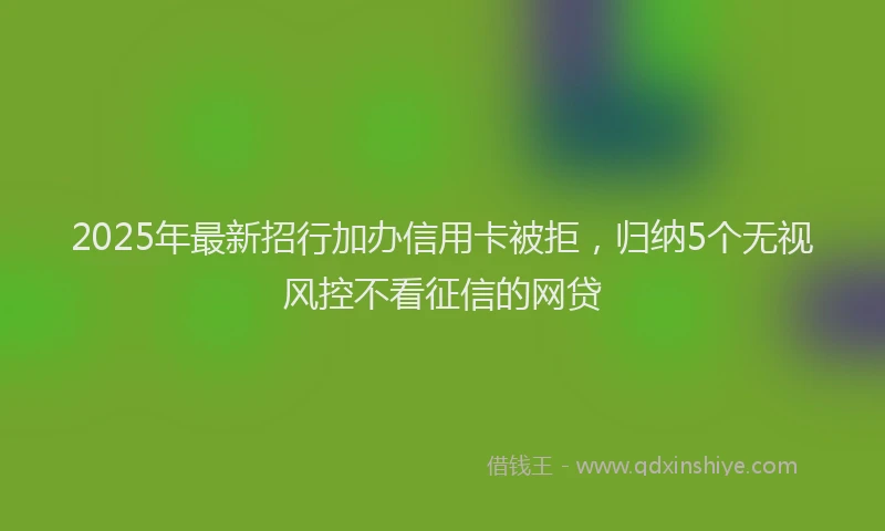 2025年最新招行加办信用卡被拒，归纳5个无视风控不看征信的网贷