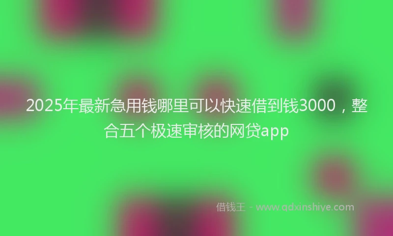 2025年最新急用钱哪里可以快速借到钱3000，整合五个极速审核的网贷app