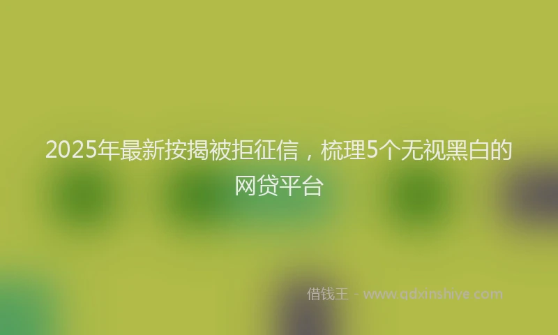 2025年最新按揭被拒征信，梳理5个无视黑白的网贷平台