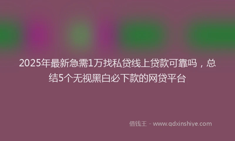 2025年最新急需1万找私贷线上贷款可靠吗，总结5个无视黑白必下款的网贷平台