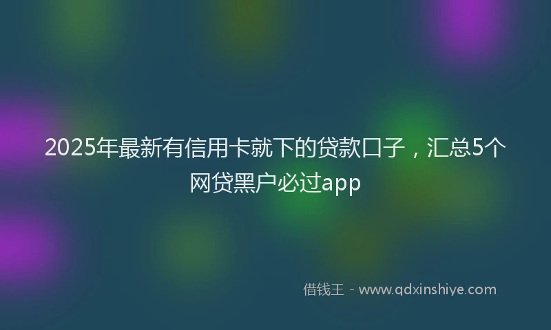 2025年最新有信用卡就下的贷款口子，汇总5个网贷黑户必过app